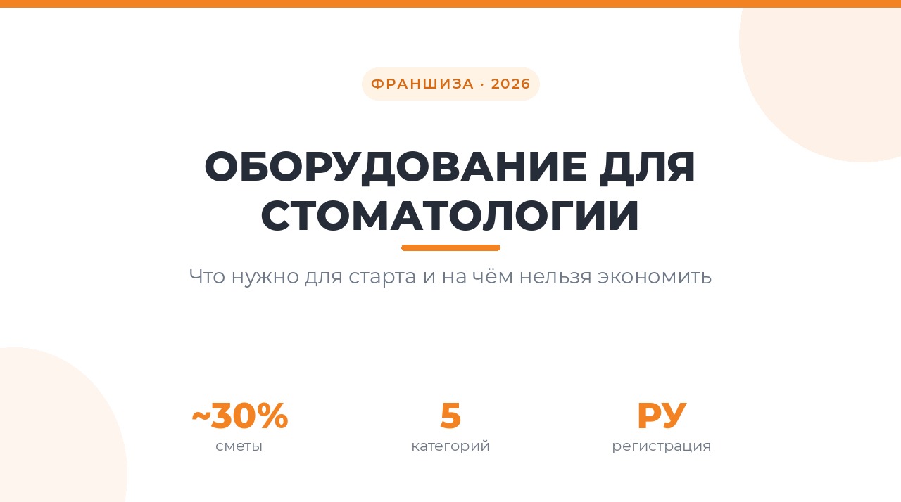 Оборудование для стоматологии с нуля