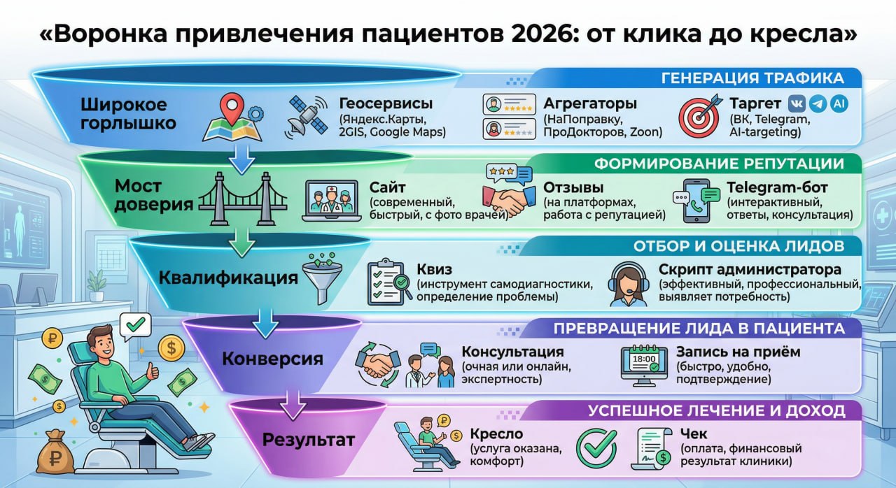 Воронка привлечения пациентов: от клика до кресла